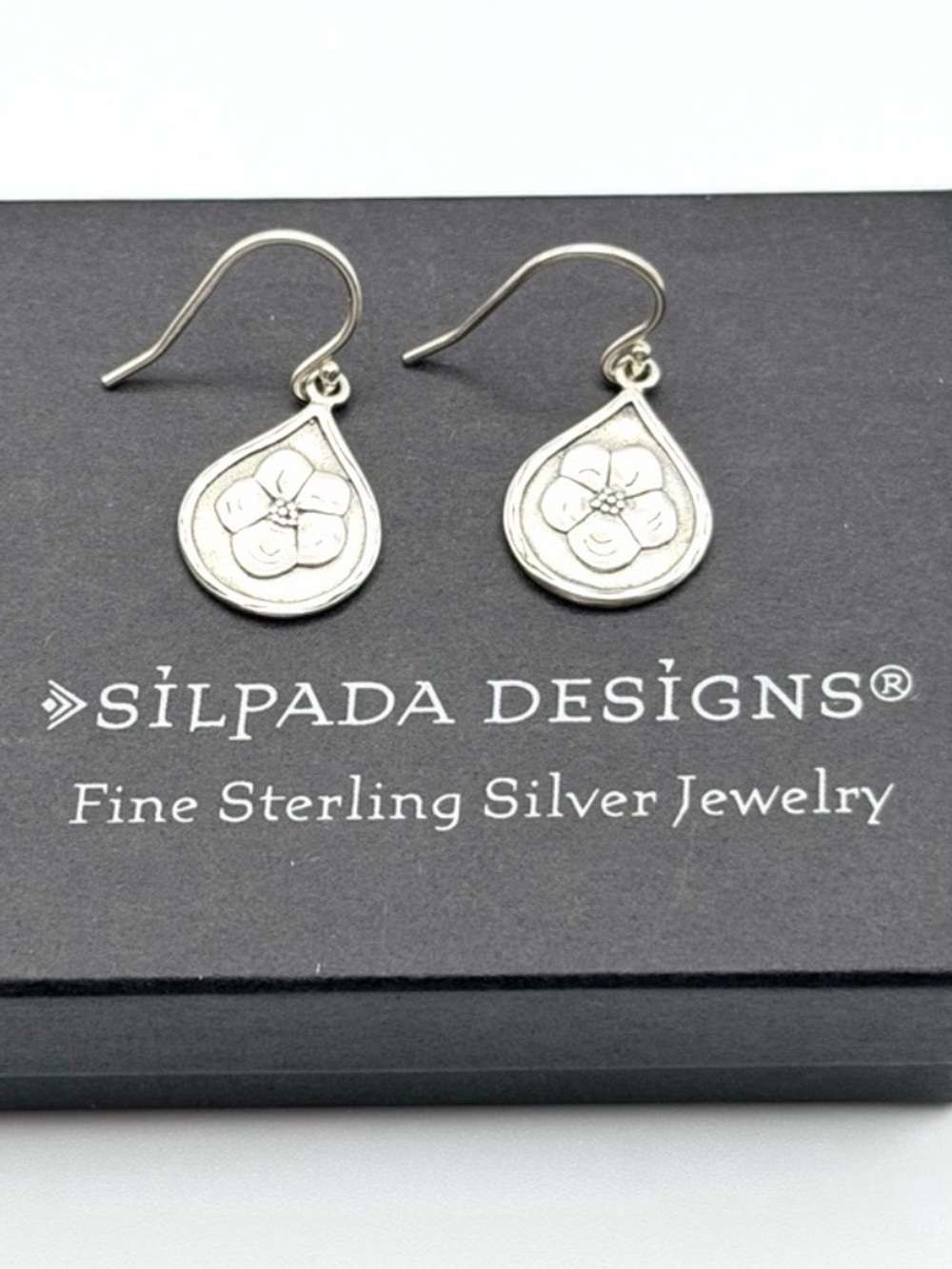 HTF Vintage Silpada 925 Sterling Silver Poppy Drop French Hook Earrings – W2379